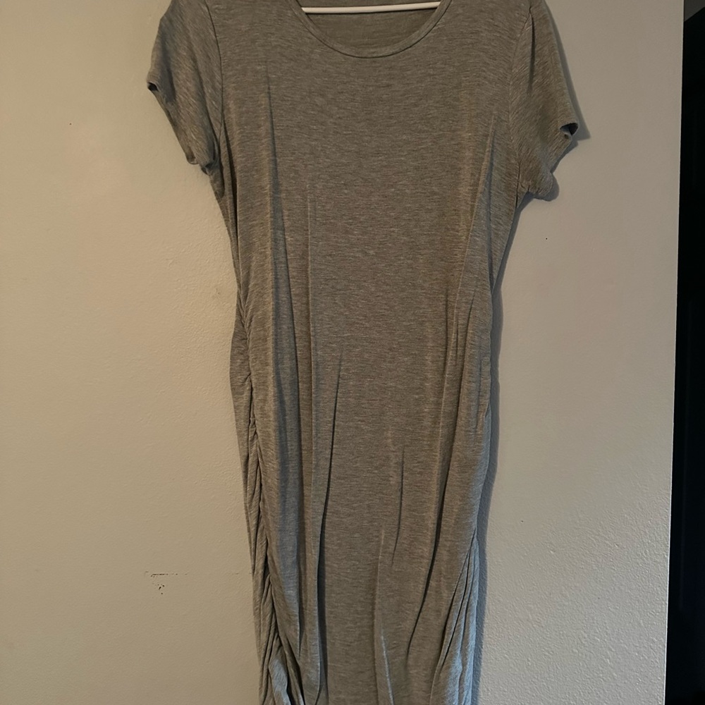 Casual Gray Ruched T-Shirt Dress